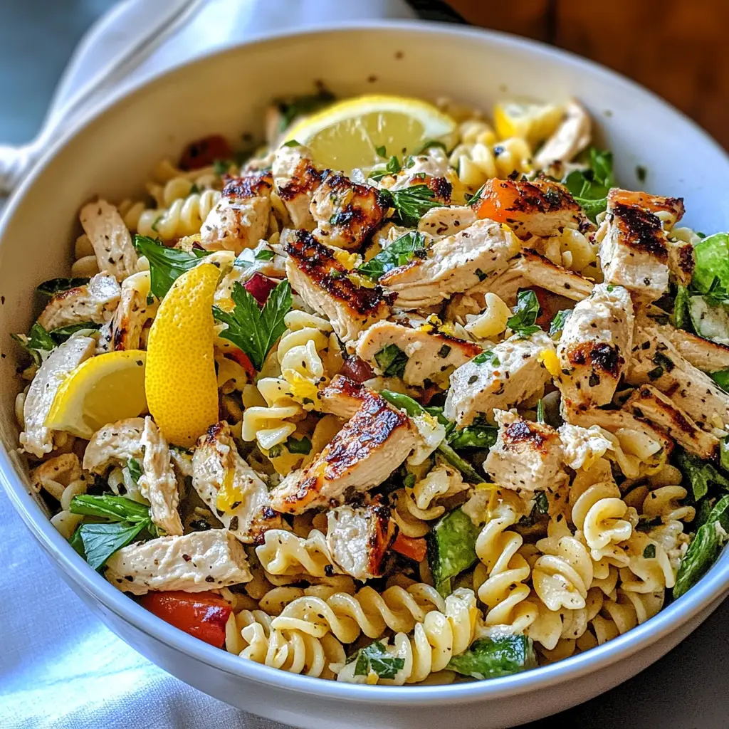 Healthy Lemon Chicken Pasta Salad with Zucchini Noodles