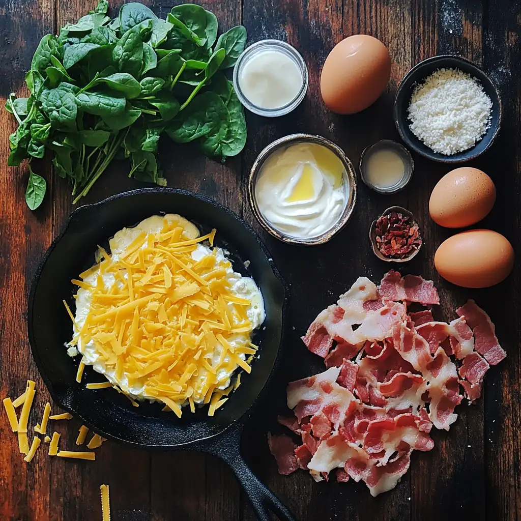 Ingredients for cast iron quiche recipe