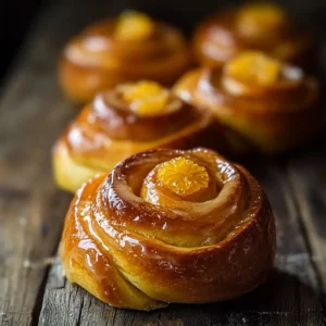 Freshly baked sourdough orange rolls recipe with citrus glaze
