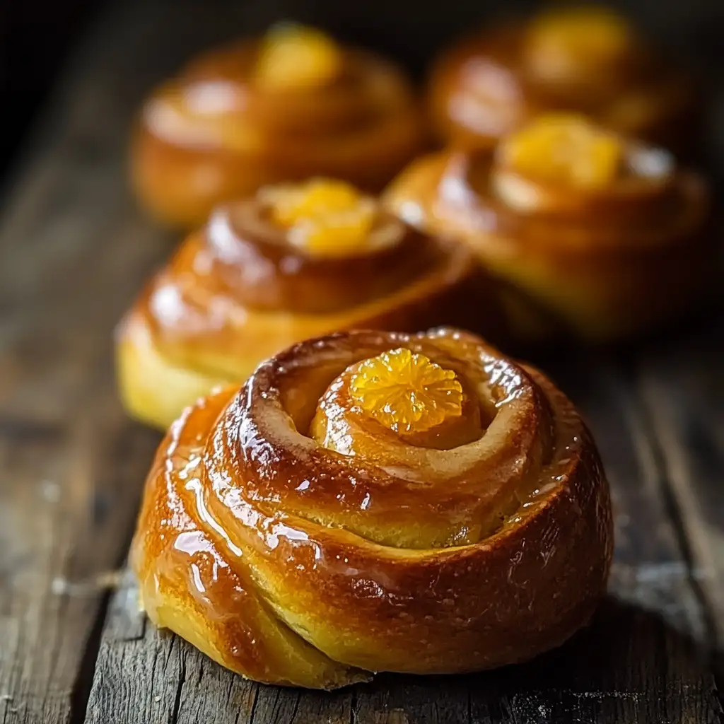 Freshly baked sourdough orange rolls recipe with citrus glaze