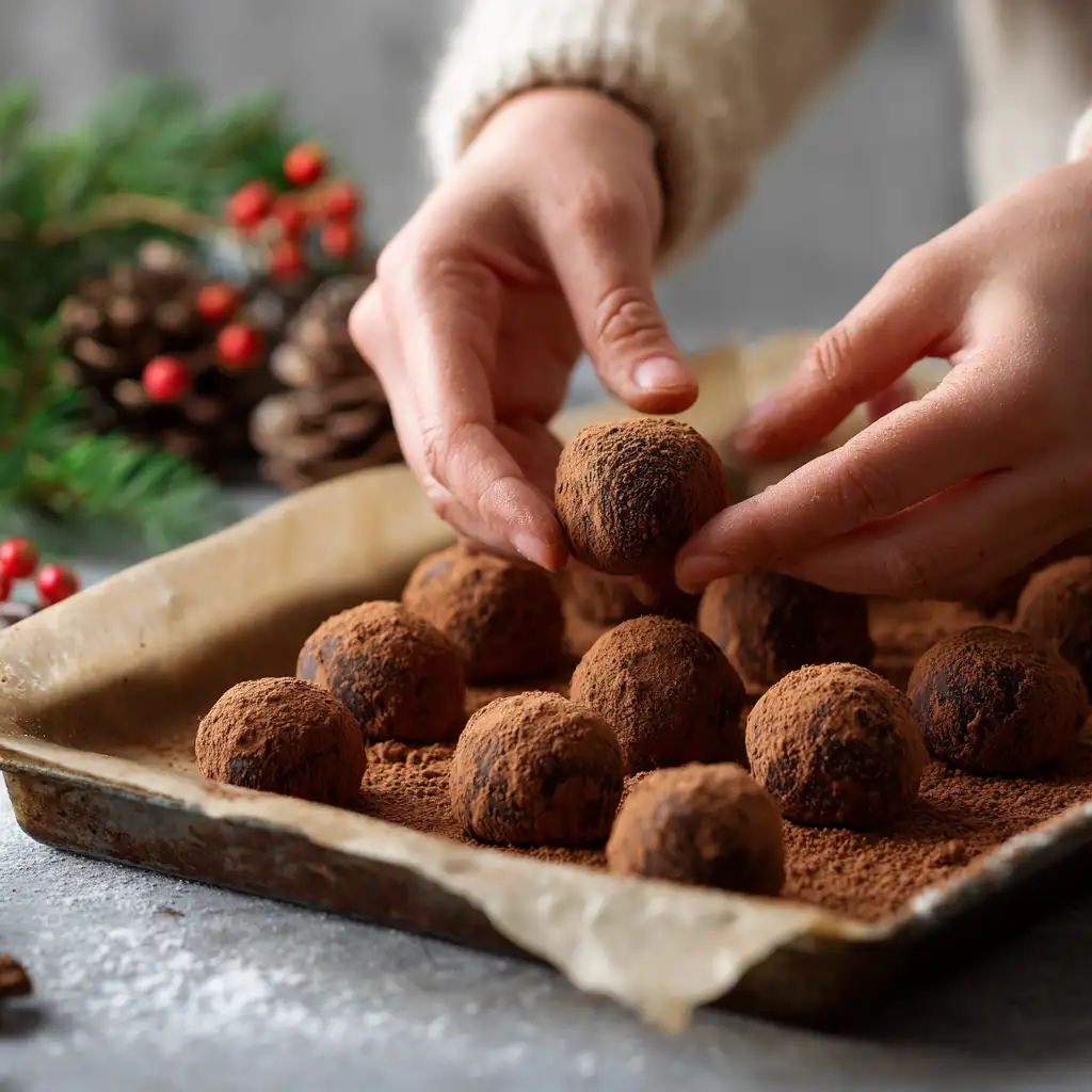 Rolling vegan truffles