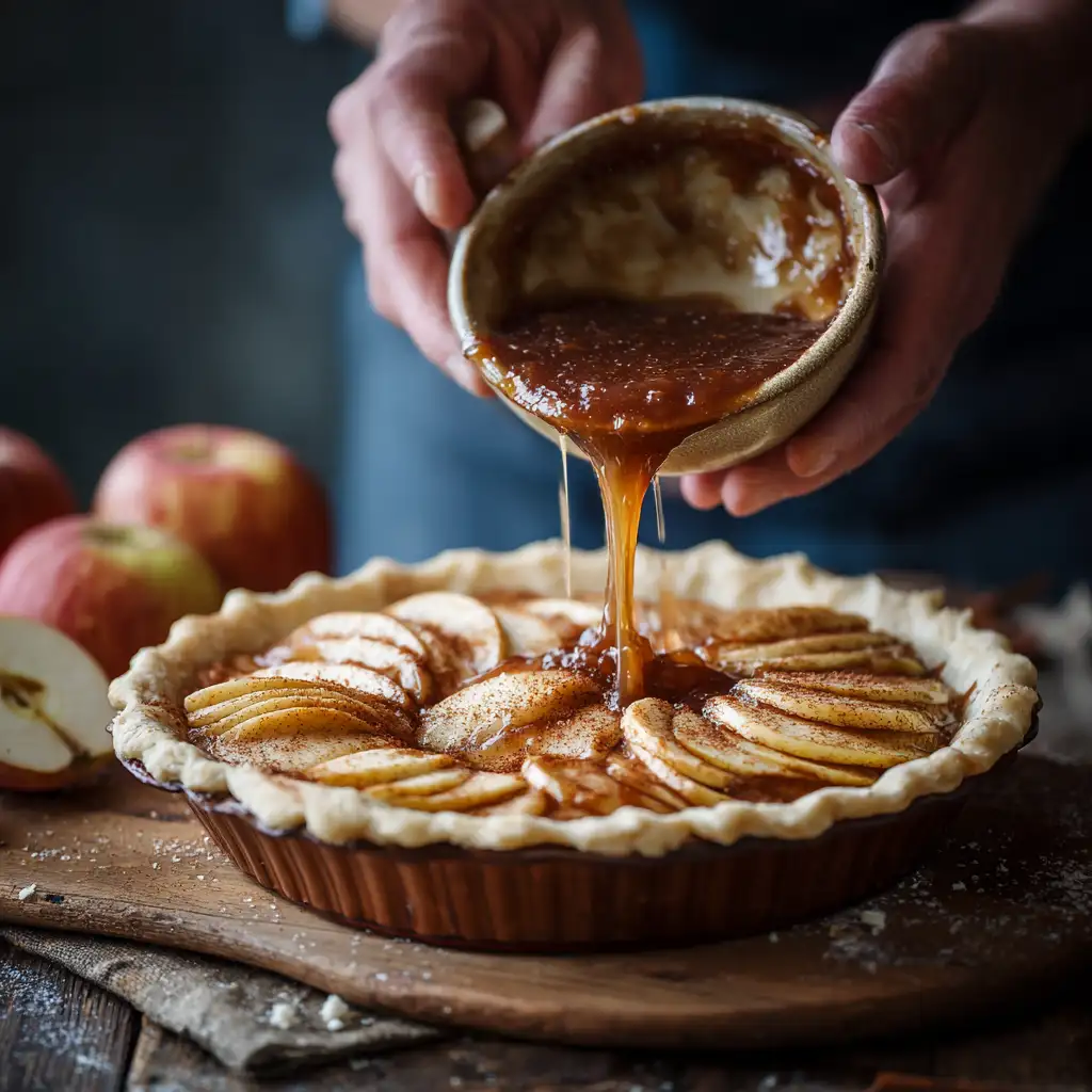 filling vegan apple pie with apples