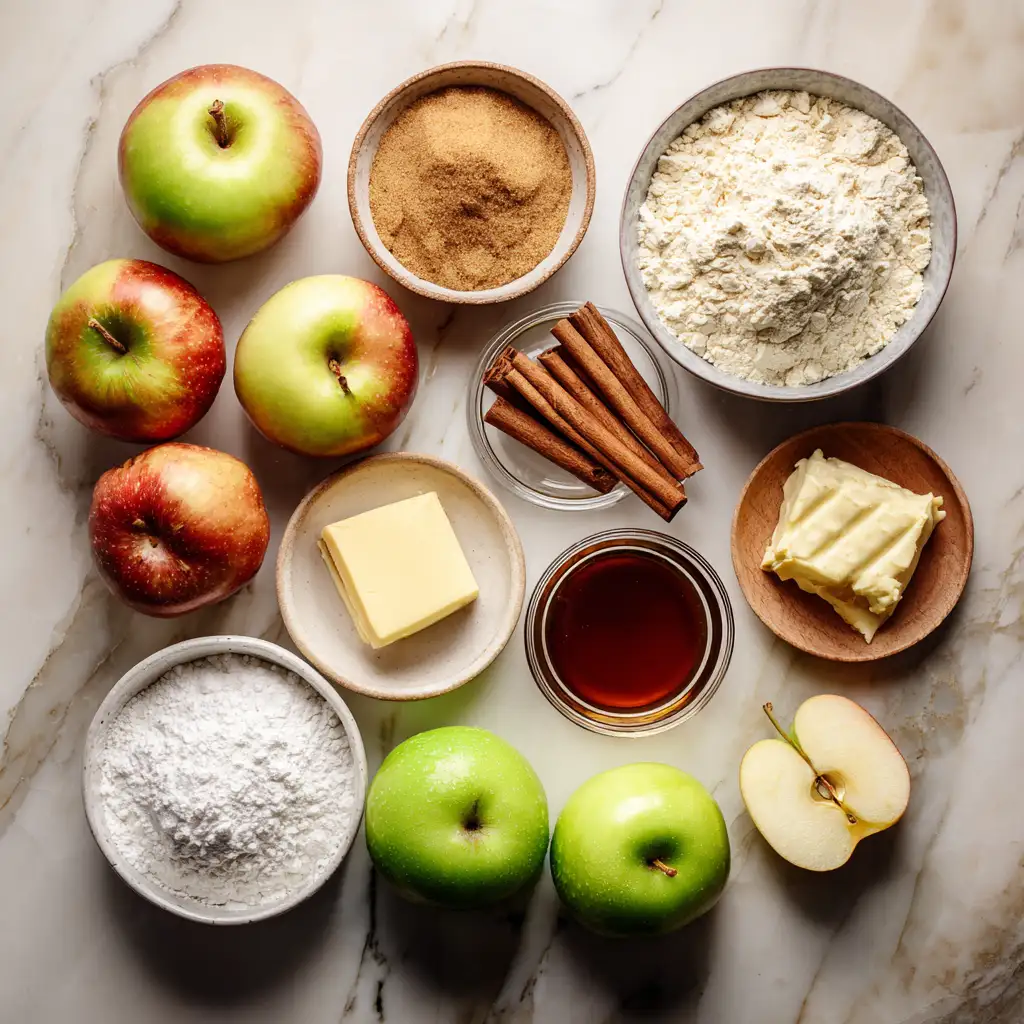 vegan apple pie ingredients on countertop