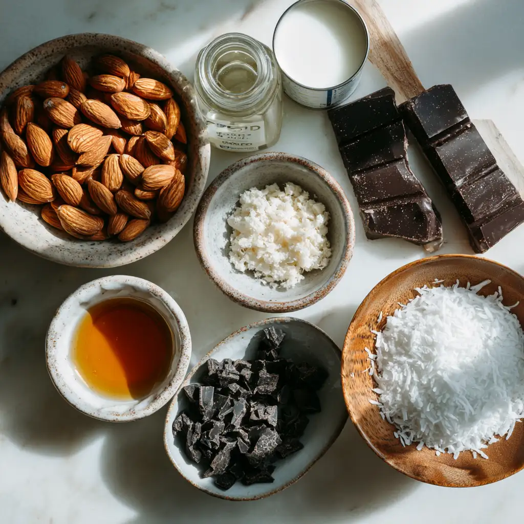 Ingredients for vegan chocolate tart